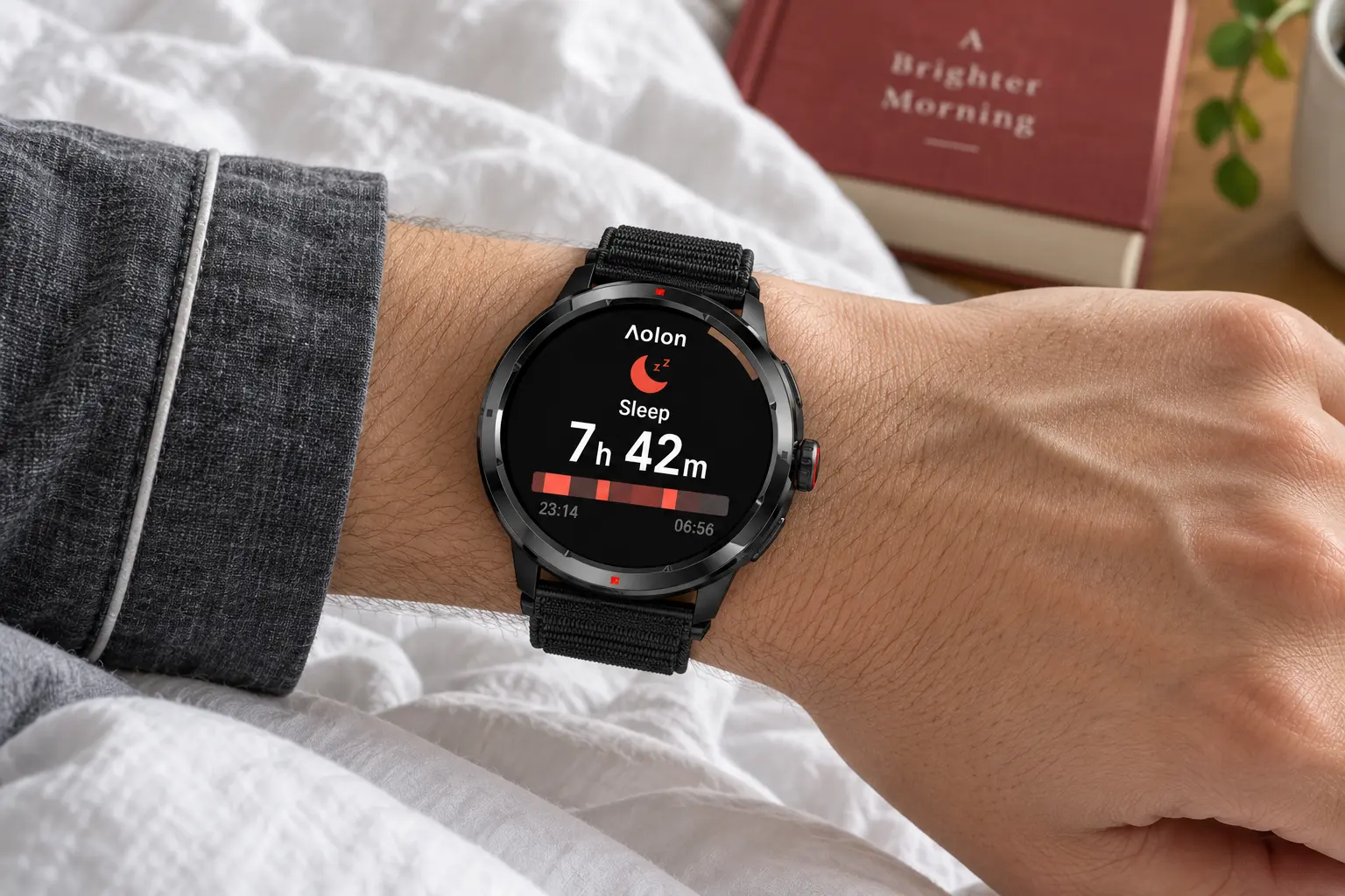 User checking an Aolon smartwatch after activity